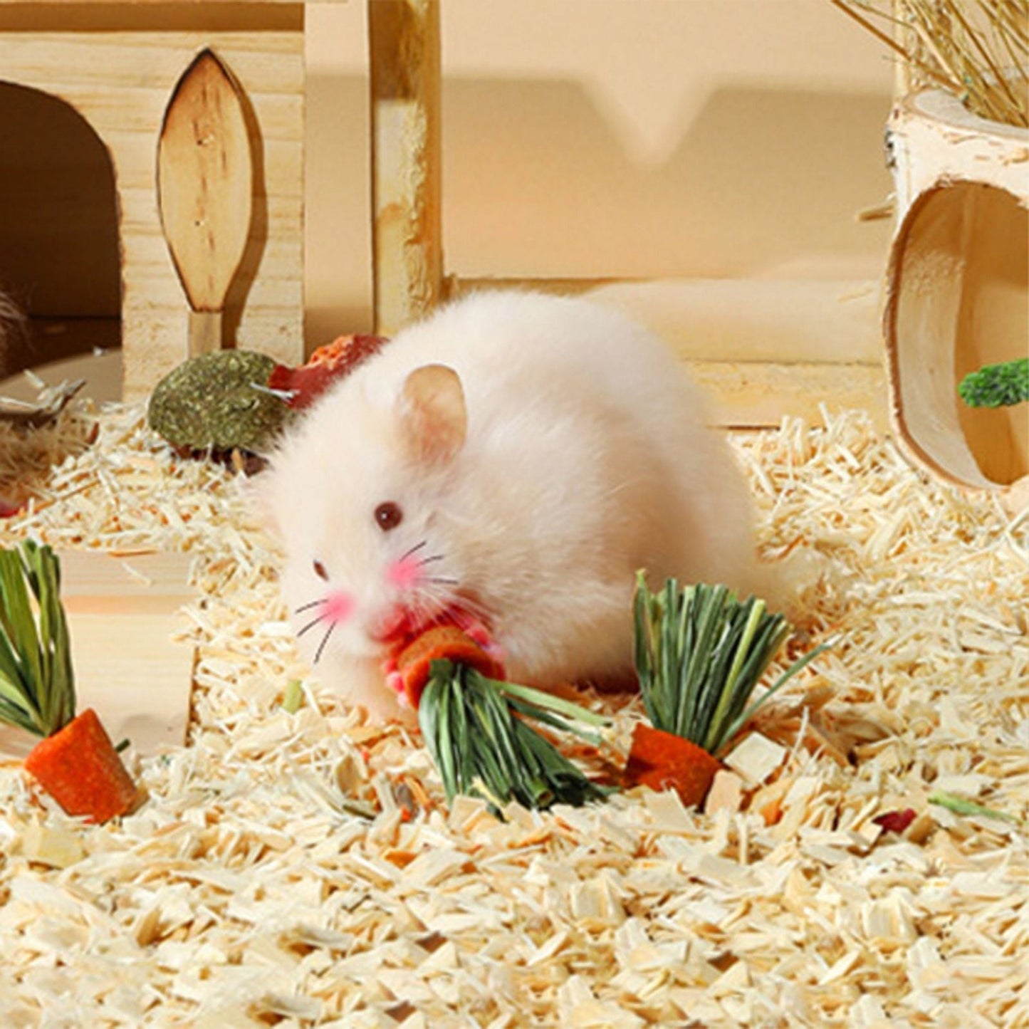 3-Pack Natural Hamster Chew Toys for Healthy Teeth & Nutrition Fun Carrot Teething Treats