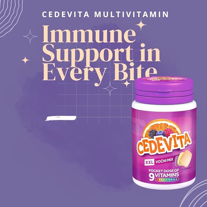 Cedevita Multivitamin Healthy and Sweet Candies with 9 Essential Vitamins in Mix Pot Flavor – A Pocket Full of Vitamins Immune System Booster – Pack of 15 Candies, 58.5g