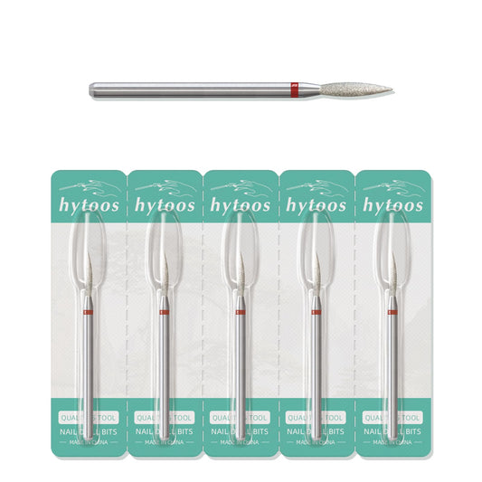 HYTOOS 2mm Long Flame Cuticle Clean Nail Drill Bits, 5Pcs/Set Russian Diamond Nail Bit Professional Safety Under Nail Cleaner Burr for Cuticle Dead Skin, Electric Nails Drill Accessories, Fine