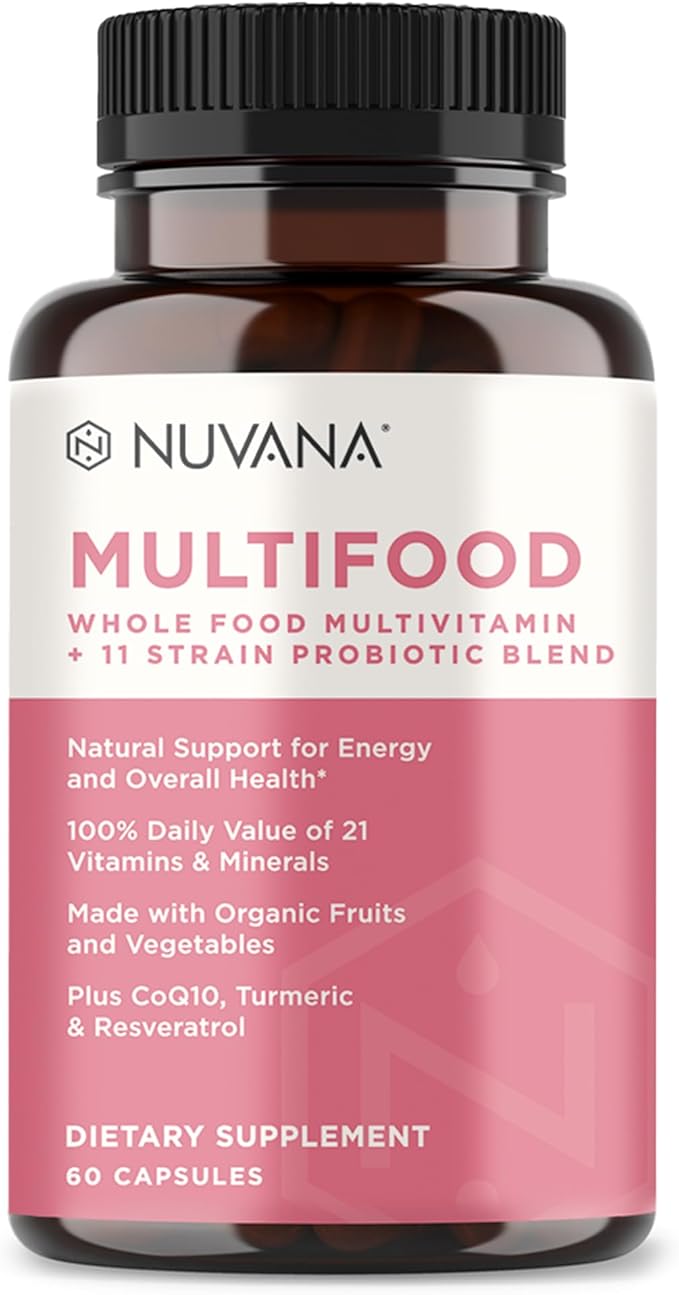 Multifood Whole Food Multivitamin for Men & Women | 21 Organic Fruits & Vegtables | Boosts Energy, Supports Gut & Immune Health | Prebiotics & Probiotics | 60 Capsules