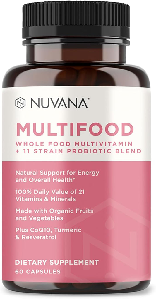 Multifood Whole Food Multivitamin for Men & Women | 21 Organic Fruits & Vegtables | Boosts Energy, Supports Gut & Immune Health | Prebiotics & Probiotics | 60 Capsules