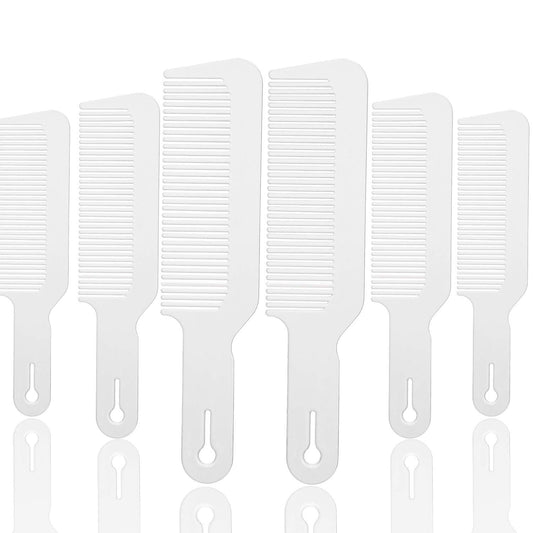 Boao 6 Pack Plastic White 9 X 2 Inch Hair Combs, Heat Resistant Anti-Static Flat Top Barber Clipper Combs For Clipper Cuts And F