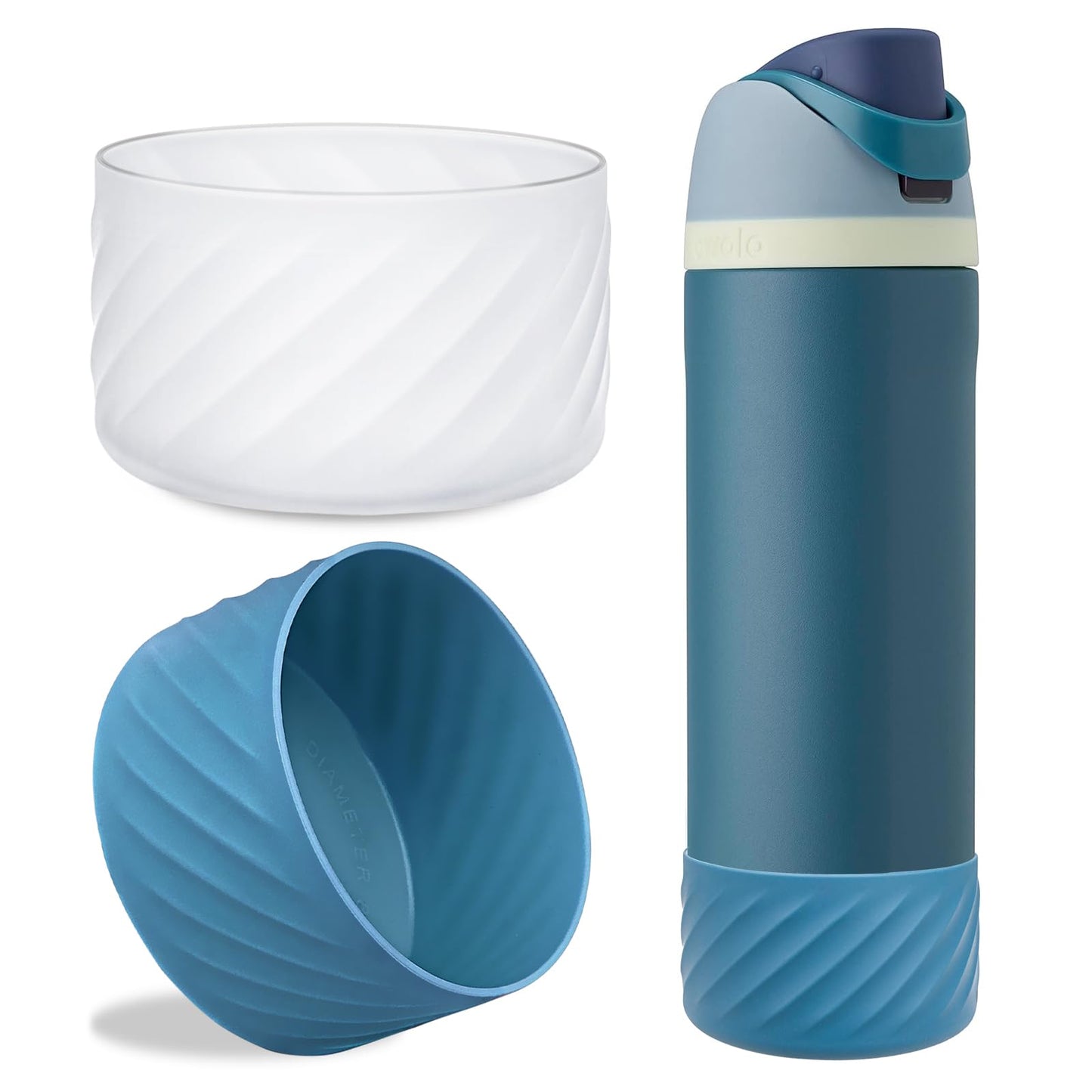 2Pcs Protective Silicone Boot Bottom Base for Owala FreeSip Twist and Flip Flask 24OZ, and Compatible with Stanly Cup Tumbler 20-40oz and More Bottles with Bottom Diameter 2.8-2.95inch