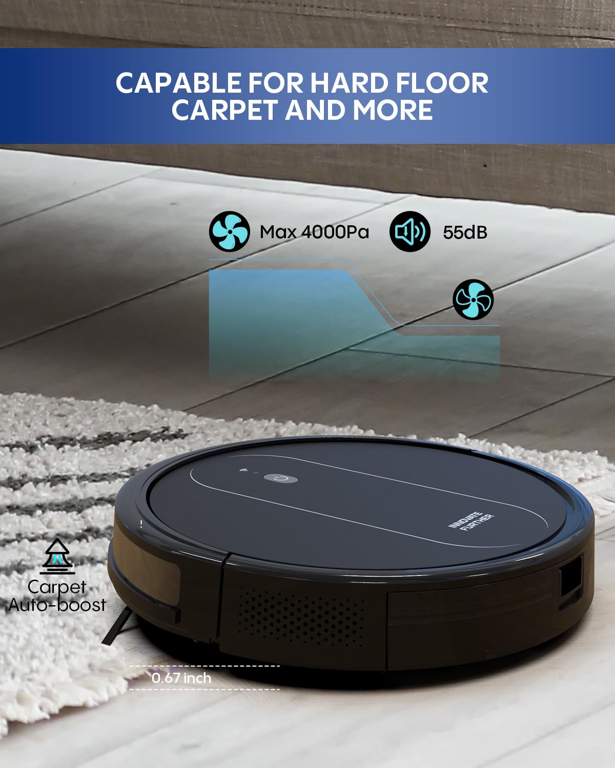 AZQQ Robot Vacuum and Mop: 2-in-1 Vacuum Robot 4000Pa Strong Suction & Alexa/APP Control & Central Brush & Self-Charging, Schedule Robot Vacuum Cleaner for Pet Hair, Hard Floor, Carpet