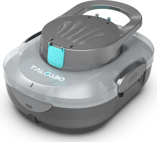 TALOSBO Pleco S1 Cordless Robotic Pool Cleaner, Lasts 80Min Small Pool Vacuum for Above-Ground Pools up to 645 Sq.ft, Lightweight, Auto-Parking,Gray