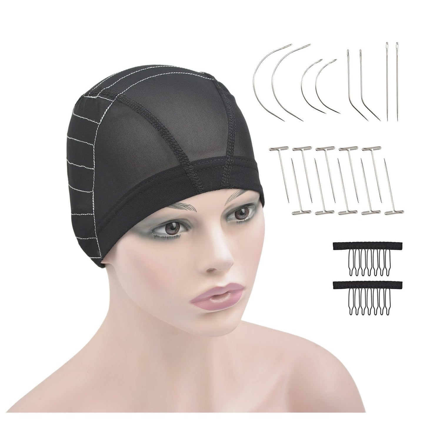 Mesh Dome Caps Wig Cap with Guideline Map for Wig Making Stretchable Wig Caps for Beginners Making Wigs (13x4 S)