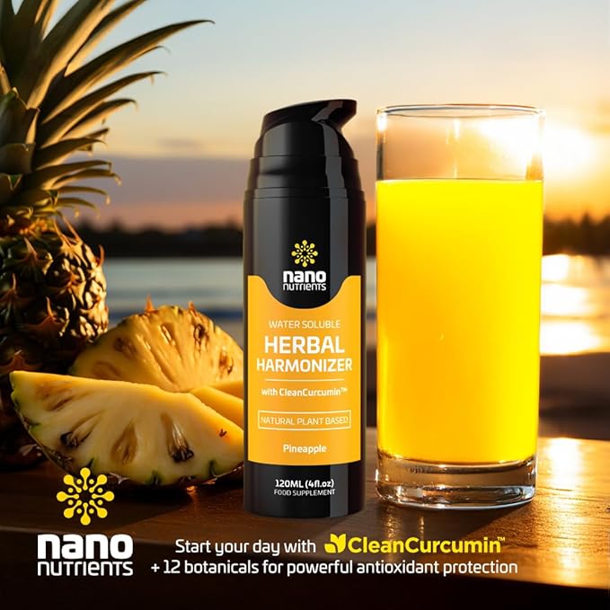 Herbal Harmonizer with CleanCurcumin(TM) - Multi Botanical Antioxidants Supplement - Water Soluble - Nano Curcumin - Holistic Wellness Defender - Healthy Drink Mix (4 fl.oz, Pineapple)