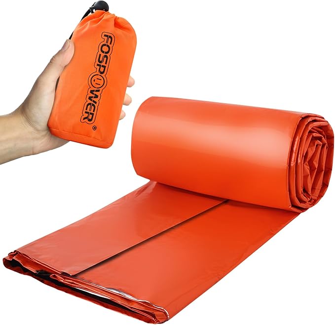 FosPower Emergency Sleeping Bag, Tough and Durable Mylar Thermal Sack with Survival whistle for Survival Kits, Camping Accessories, Outdoors, Hiking