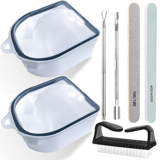 Nail Soaking Bowl, Gel Nail Polish Remover Kit, Manicure Bowl for Hand, Dip Powder Remover Tools, Nail Soak Off Bowl for Acrylic Nails, Nail Brush, Cuticle Pusher, Cuticle Peeler, 100/180 Nail File, Buffer Block-Black