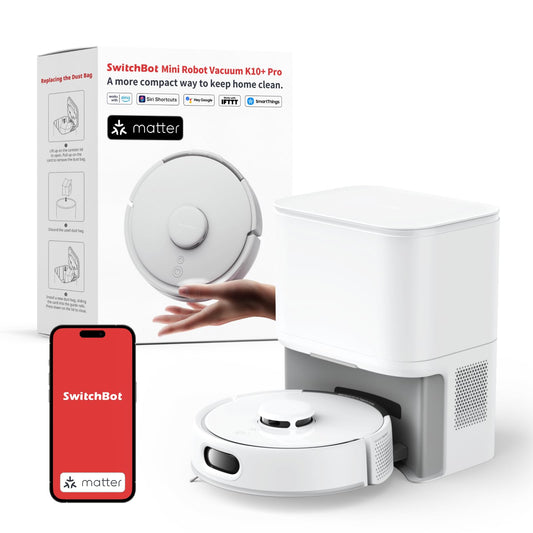 SwitchBot K10+ Pro Robot Vacuum Self Emptying for 90 Days Hands-Free, Super Quiet Mini Robotic Vacuum with Powerful Suction, Anti-Hair-Tangle, Works with Alexa/Siri/Matter(Hub 2 Required), 2.4Ghz WiFi