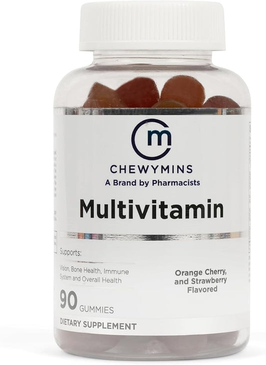 Halal Multivitamin Gummies - Organic, and Vegan - Supports Vision, Energy, and Immune Health - Orange, Cherry, and Strawberry Flavor - 90 Gummies