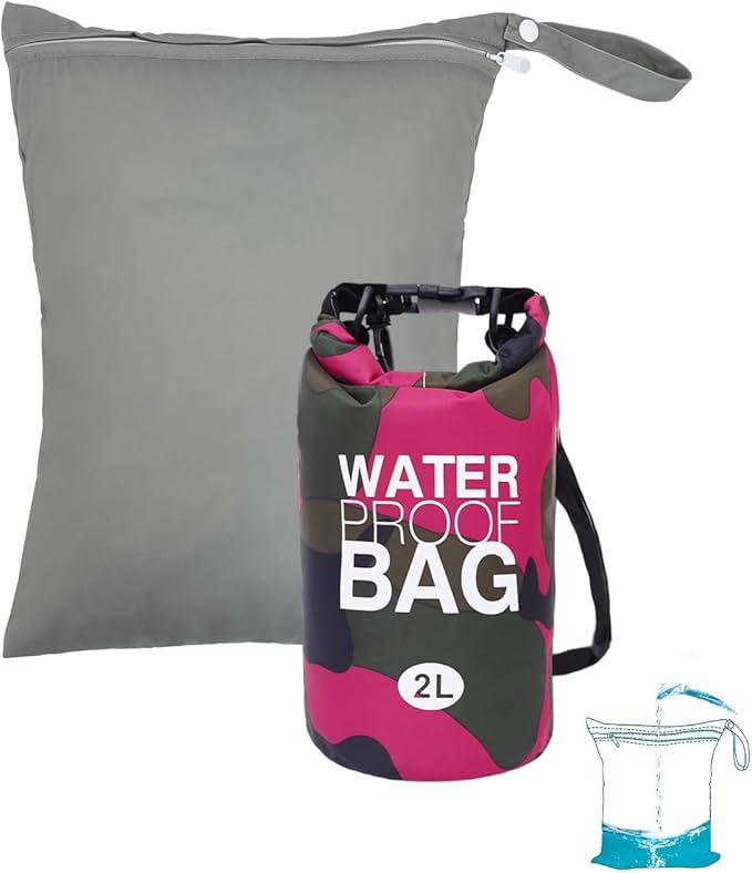 babygoal Waterproof Dry Bag and Wet Bag, Roll Top Waterproof 2L Backpack Sack for Travel,Swimming,Kayaking, Beach, Rafting, Boating, Hiking, Camping and Fishing 2WLL07-B