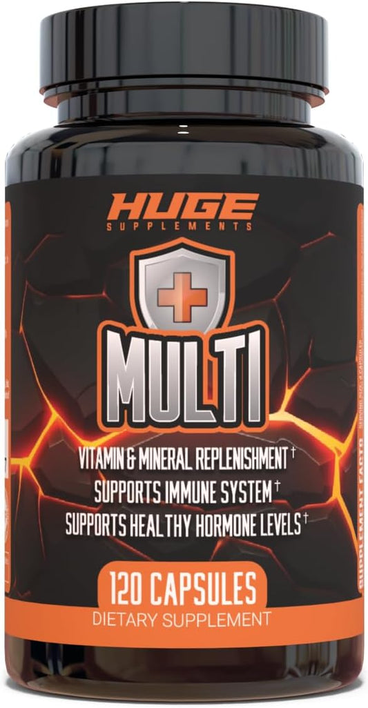 Huge Multi, Multivitamin for Men, High-Performance All-in-One Formula for Athletes & Bodybuilding, Vitamin & Mineral Replenishment, Supports Immune System & Healthy Hormone Levels (120 Capsules)