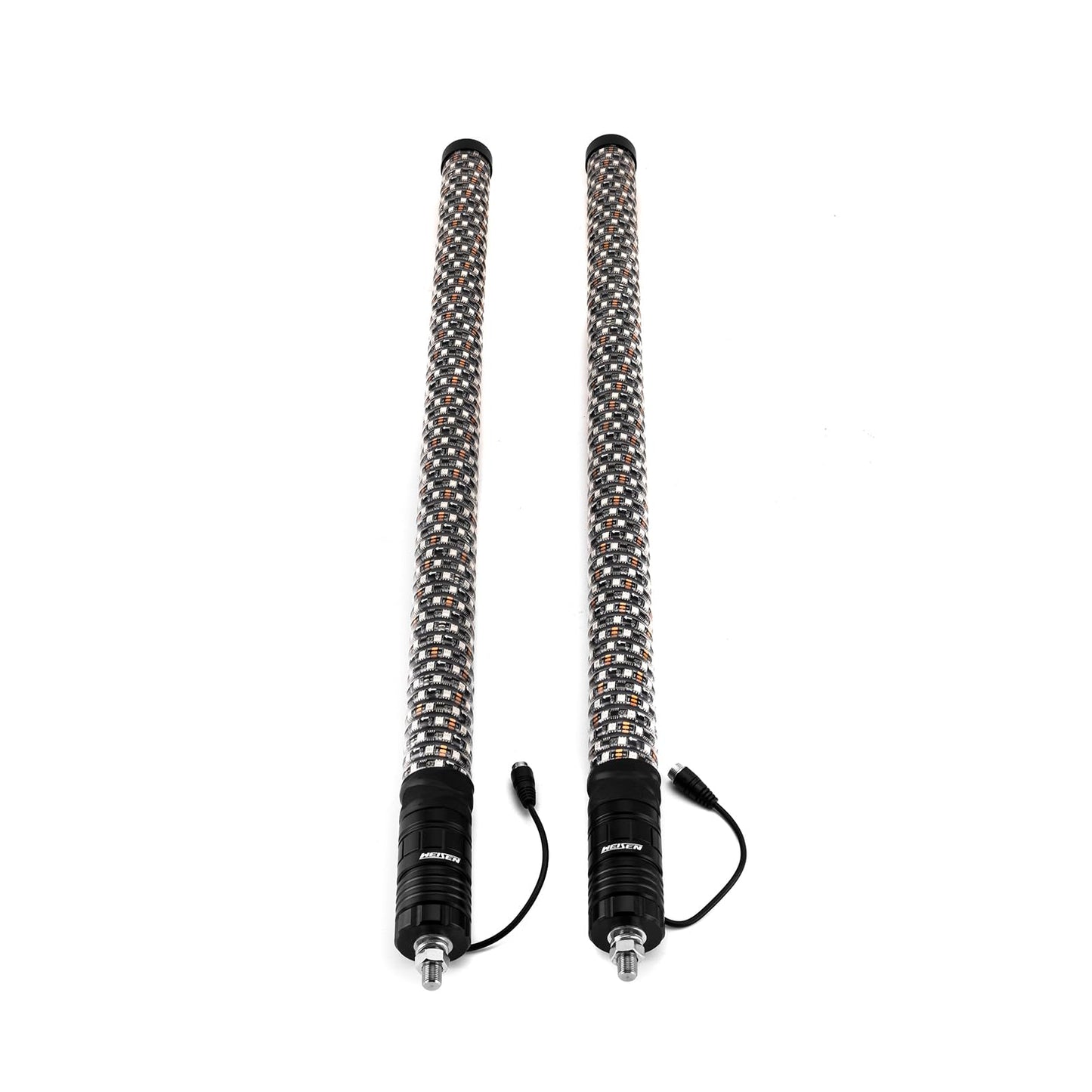 WeiSen 2PCS 3FT LED Whip Light w/Brake Turn Reverse Lights, RGB LED Antenna Spiral Light w/Plug & Play Adapter Compatible with Polaris RZR Maverick X3 UTV ATV Golf Cart Truck