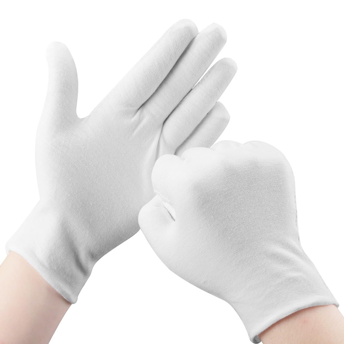 30 Pcs White Cotton Gloves for Dry Hands Moisturizing Eczema Overnight, Men and Women Stretchable Cloth White Gloves for Coin Jewelry Silver Inspection Halloween