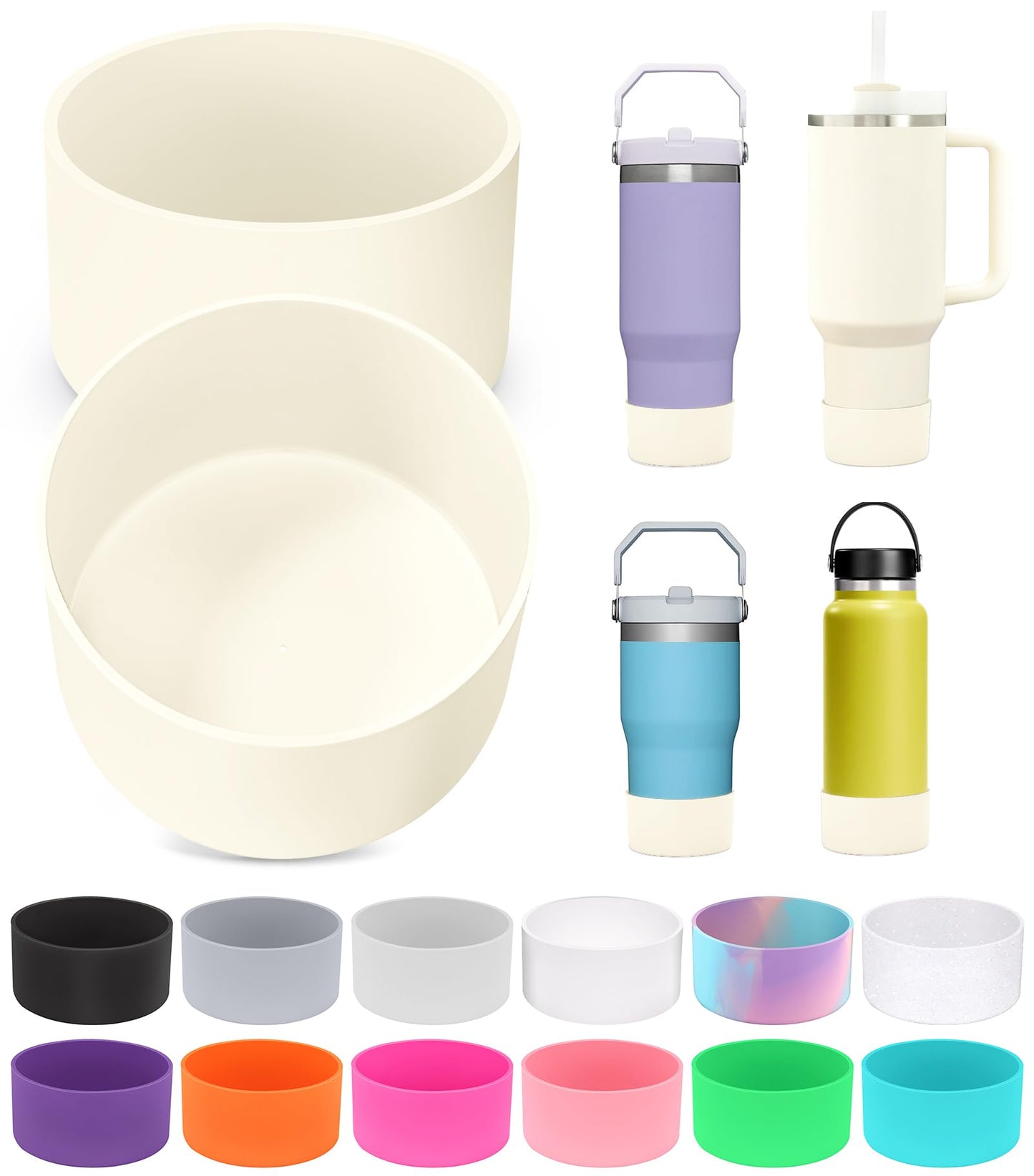 2 PCS for Stanley Boot, Silicone Bottom for Stanley Cup Boot Quencher Adventure 40oz&for Hydroflask Boot 12-24oz for Stanley Tumbler Accessories for Stanley Cup Accessories Avoid Scratches&Noise