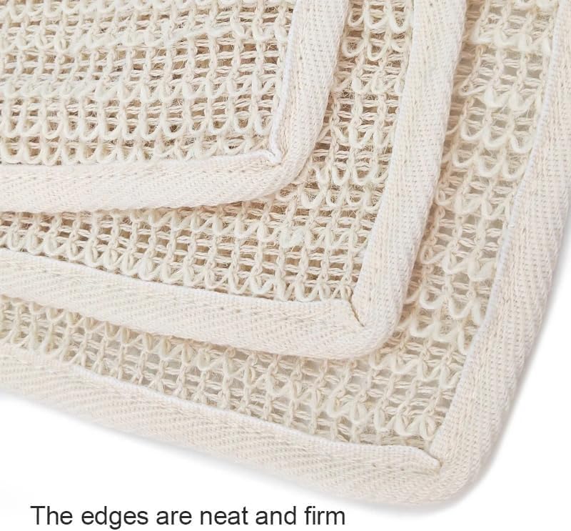 (3) 100% Natural Sisal washcloth. Exfoliating Organic loofah for a Smoother Skin. 100% Biodegradable. Anti-Cellulite + Stimulates Circulation & Energy - (3 Pcs)