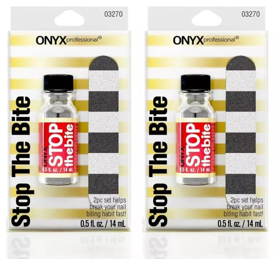 Onyx Professional Stop The Bite Nail Biting Prevention Polish 0.5 fl oz - Helps Nails Grow, Use As Top or Base Coat, Bitter Nail Biting Treatment for Adults (2 Pack)