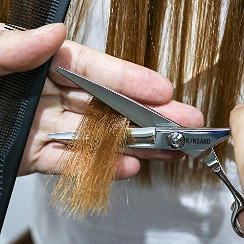 5.5" Barber Hair scissors Professional Hair Cutting Shears 440C Hair Cutting Scissors Shears Haircut Scissors Silvery Convex Blades KINSARO for Hairdresser Barber or Home Use