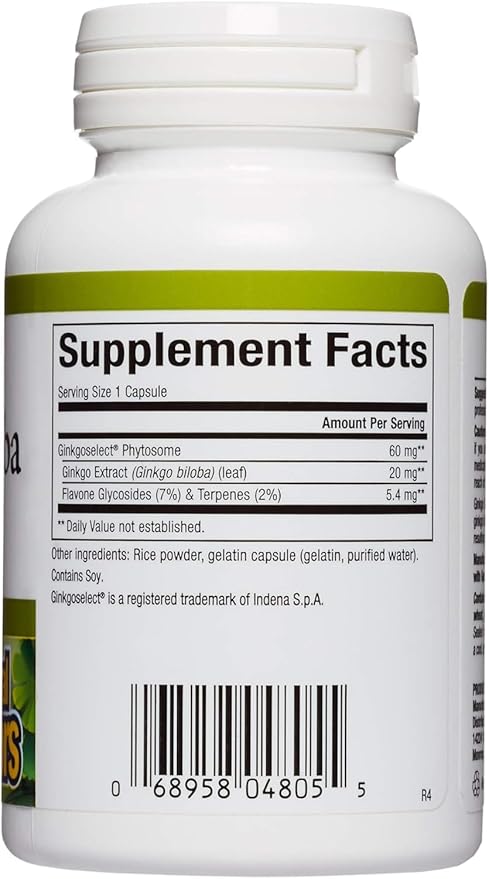 HerbalFactors by Natural Factors, Ginkgo Biloba Phytosome, Supports Circulation and Brain Health, 60 capsules (60 servings)