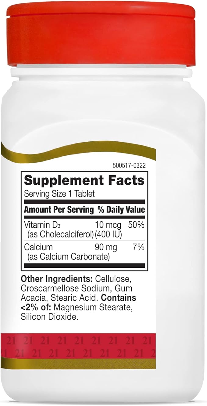 21st Century D3 400 IU Tablets, 100 Count