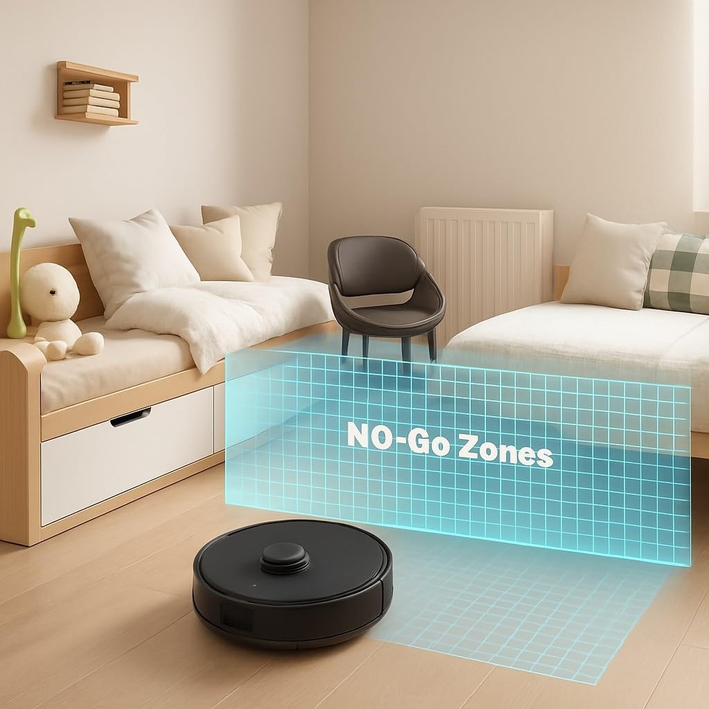 HorizonMart Self-Emptying Robot Vacuum Cleaner, 3.5L Base Station, 60-Day Hands-Free, HEPA Filter, Smart Navigation, Black