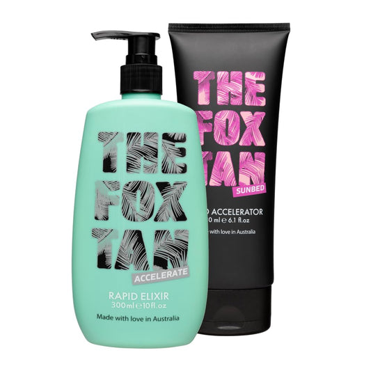 The Fox Tan Dynamic Duo Pack For Darker & Faster Tans, Creates A Flawless & Long-Lasting Tan, Vegan & Cruelty Free, 300mL + 180mL (2 Products)