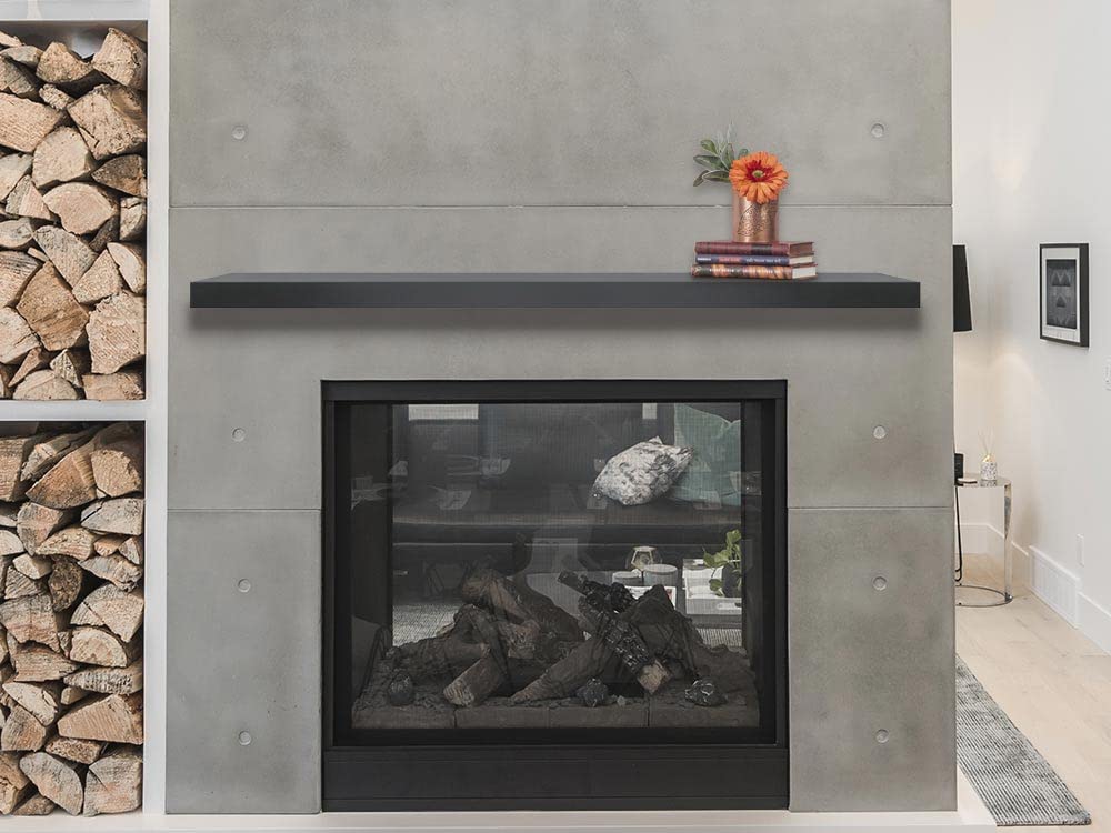 MANTELSDIRECT Titus 52 Inch Metal Stainless Steel Non-Combustible Fireplace Mantel Shelf - Shadow Iron Beautiful Modern Shelf Perfect for Electric Fireplaces and More!