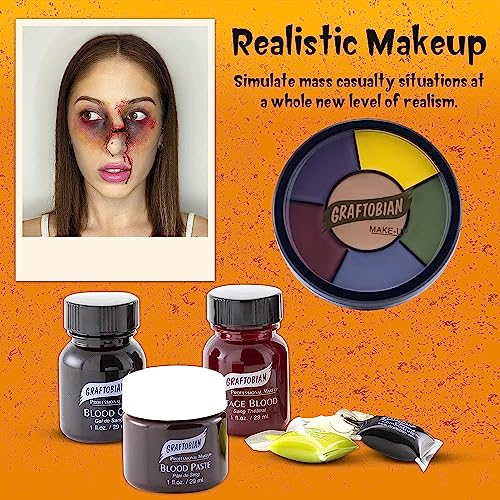Graftobian Special FX Trauma Pro SFX Makeup Kit - Made in USA - Professional Effects Kit for Halloween, Cosplay, Theater, and Movie, Easy-to-use Cosmetics Collection Set for Beginners and Pros
