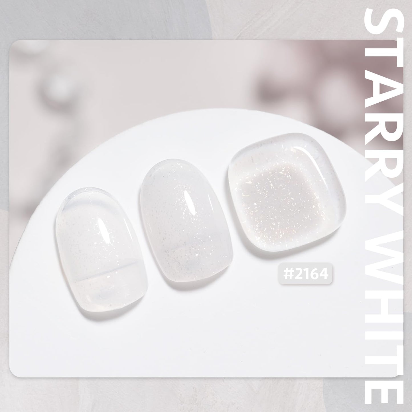 GAOY Jelly Nude Gel Nail Polish, 16ml Sheer White Glitter Gel Polish, Shimmering Translucent UV Light Cure for Nail Art DIY, 2164 Starry White