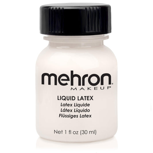 Mehron Makeup Liquid Latex | SFX Makeup | Halloween | Latex Glue for Skin | Prosthetic Glue 1 fl oz (30 ml) (Clear Flesh)