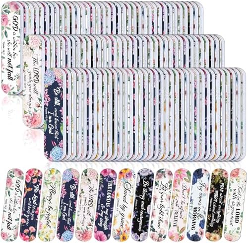 200 Pcs Christian Bible Verse Nail Files Gift for Women Religious Scripture Nail Emery Boards Colorful Floral Inspirational Nail Buffering Files Inspirational Scripture Manicure Tools Bulk