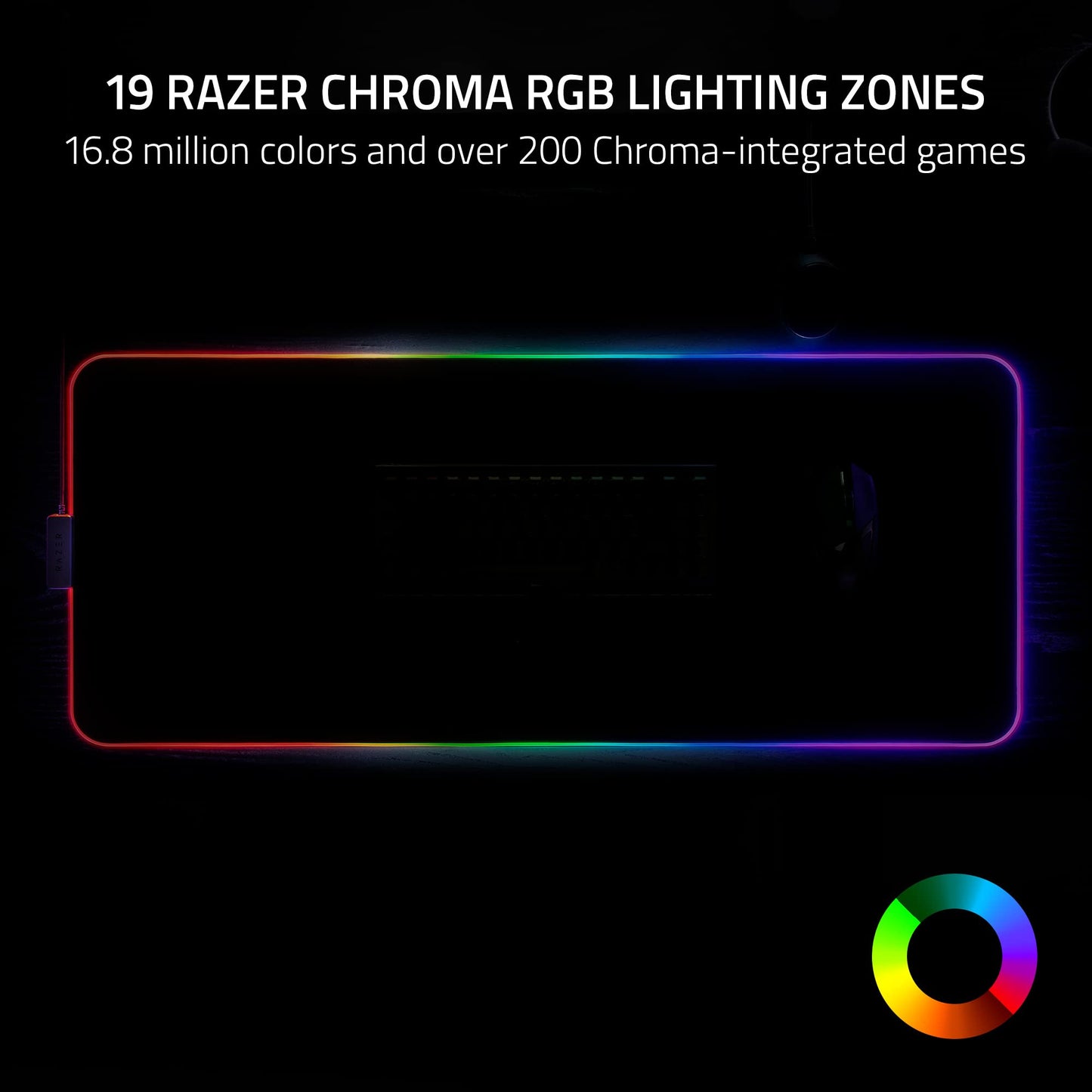 Razer Strider Chroma Hybrid Gaming Mouse Mat with Razer Chroma RGB: Hybrid Soft/Hard Mat - 19 Razer Chroma RGB Lighting Zones - Warp and Water-Resistant - Anti-Slip Base - Seamless Edges