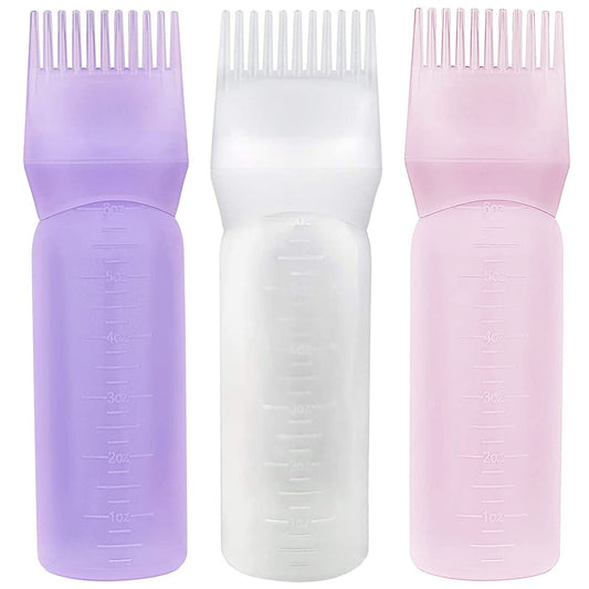 Yebeauty Root Comb Applicator Bottle, 6 Ounce Applicator Bottle for Hair Dye Bottle Applicator Brush with Graduated Scale- 3 Pack