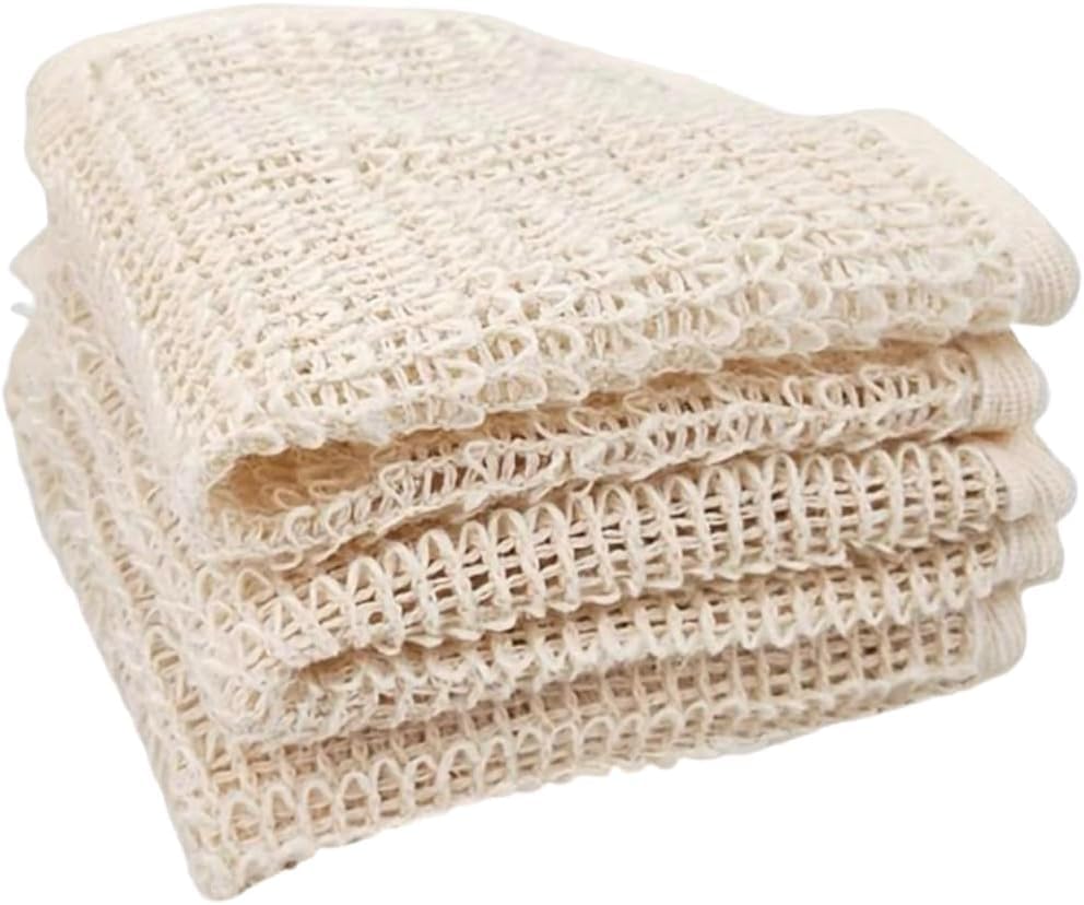 (3) 100% Natural Sisal washcloth. Exfoliating Organic loofah for a Smoother Skin. 100% Biodegradable. Anti-Cellulite + Stimulates Circulation & Energy - (3 Pcs)