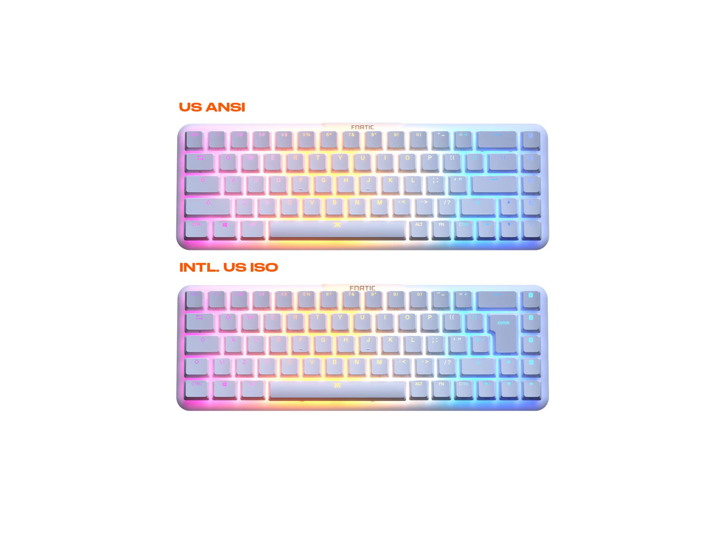 Fnatic STREAK65 LP | White | Compact RGB Gaming Mechanical Keyboard Speed Switches | PBT Doubleshot Keycaps | 65% Layout (60 65 Percent) Low Profile Esports Keyboard (US ANSI Layout, QWERTY)