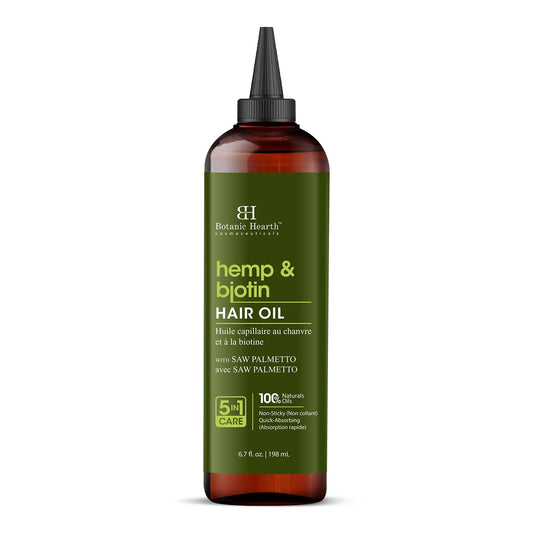 Botanic Hearth Hemp & Biotin Hair Oil (6.7 fl oz) | Nourishing and Strengthening Hair Treatment for Thicker, Healthier-Looking Hair | Paraben Free | Suitable for All Hair Types