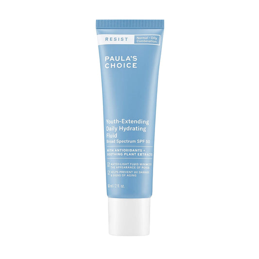 Paula's Choice RESIST Daily Hydrating Fluid Face Moisturizer SPF 50, UVA & UVB Protection, Chamomile & Vitamin E, Sunscreen for Oily Skin, 2 Ounce
