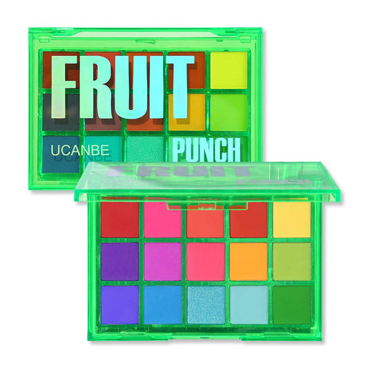 UCANBE Bright Colorful Neon Rainbow Makeup Eyeshadow Palette 15 Shades Green Purple Yellow Make Up Pallets Kit Vibrant Shimmer Matte Pigmented Blendable - Fruit Punch