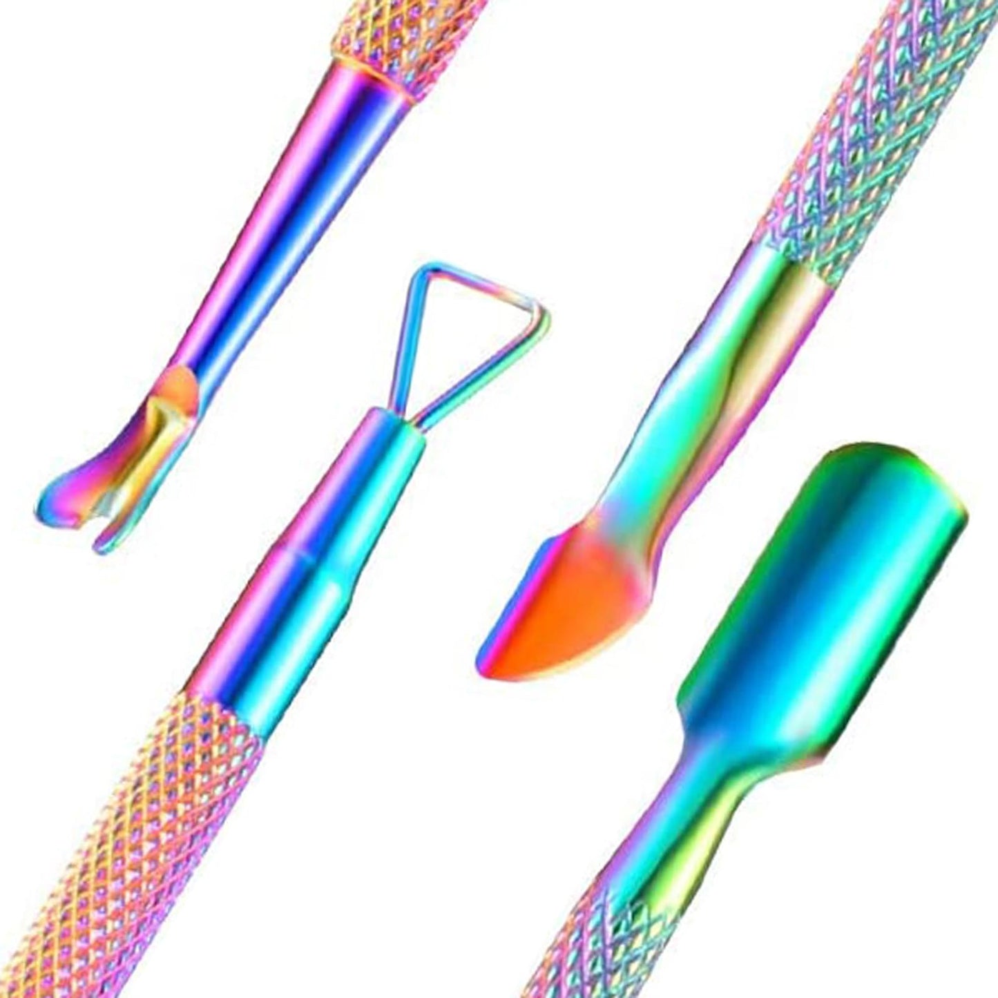 2PCS Cuticle Pusher and Cutter Remover, Xunxmas Salon Nail Scraper for Gel Polish, Stainless Steel Manicure and Pedicure Cleaner Tool for Fingernail and Toenail (Colorful)