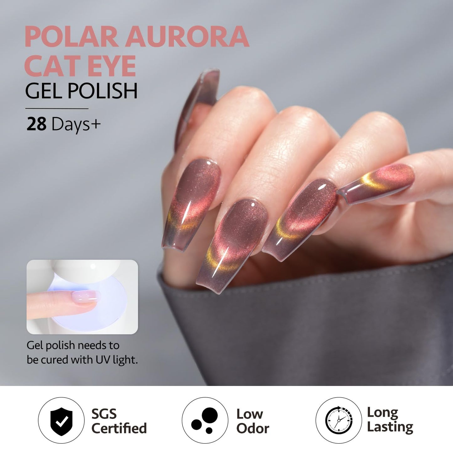 GAOY Polar Aurora Glitter Cat Eye Gel Nail Polish Set with Magnet for Pink Gray Purple Holographic Cat Eye, Salon Gel Manicure and Nail Art DIY at Home