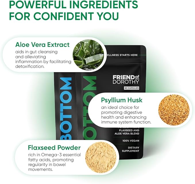 Bottom Prep & Recovery Bundle – Fiber Supplement for Digestive Health & Party Recovery Gummies – Detox, Hydration & Energy Support – 90 Vegan Capsules & 60 Gummies