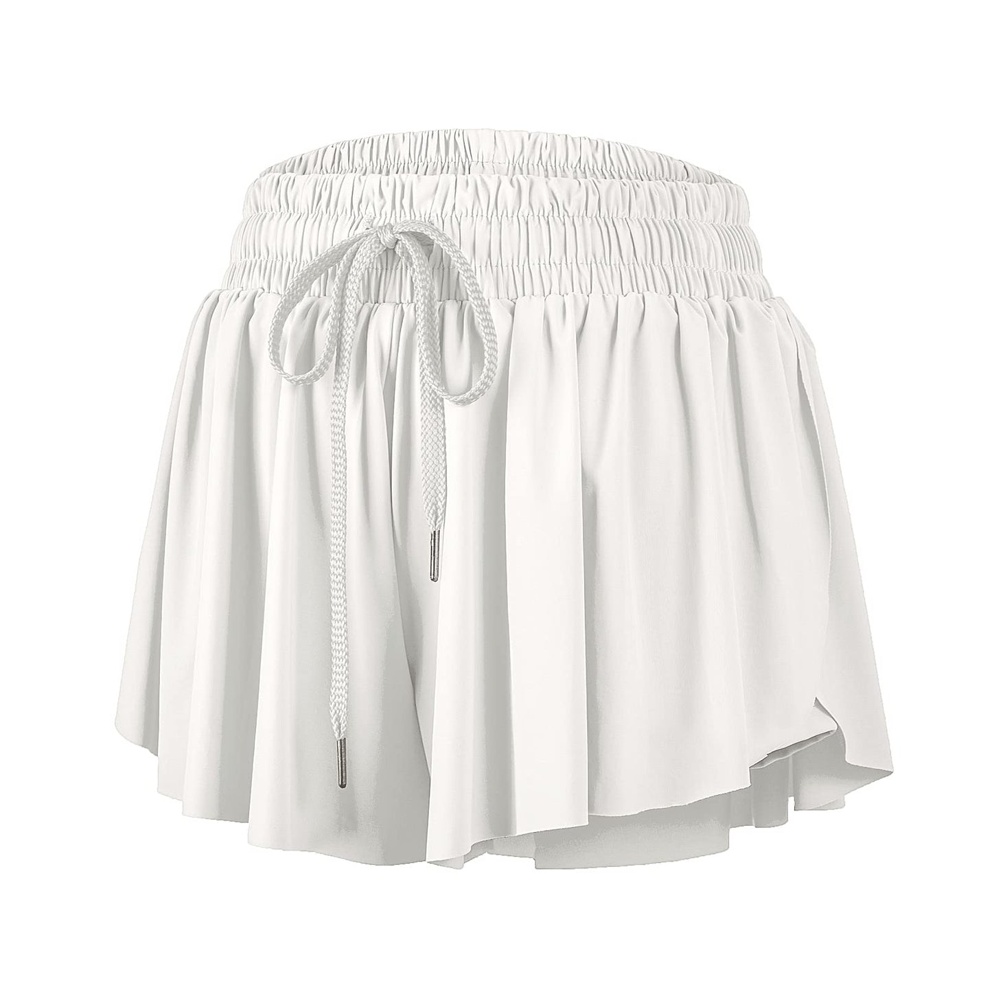 Blaosn Flowy Shorts for Women Trendy Gym Yoga Athletic Workout Running Skort Volleyball Sweat Spandex Tennis Skirt with Pockets Cute Comfy Lounge Womens Clothes Summer(XS, Cream)