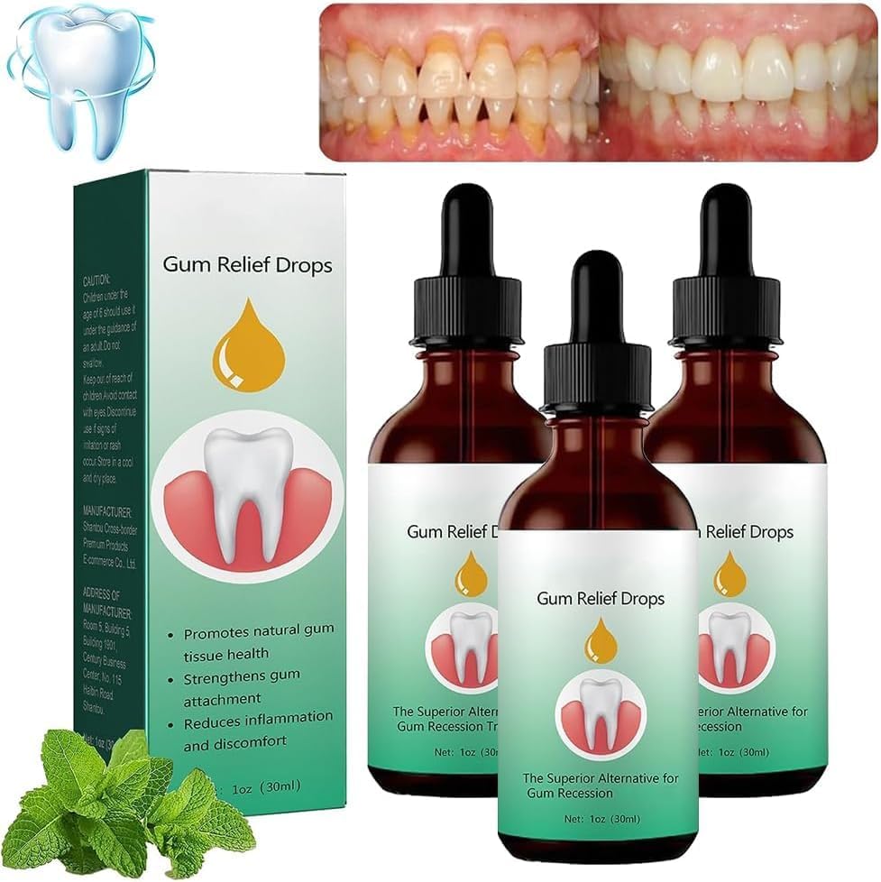 3 PCS DentiZen Gum Drops, Gum Relief Drops, Natural Gum Liquid Drops Mouthwash, Rejuvenate Your Gums with Ease