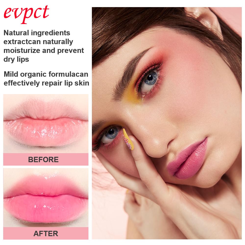 EVPCT 3Pcs Aloe Vera Peach Avocado Tinted Lip Balms - Tint Stain Lipstick for Women Girls - PH Color Changing Lipstick Balm Stain Gift Set - Queen Korean Mood - Long Lasting Color Change - Light Pink