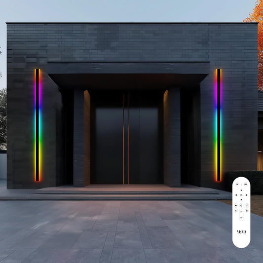𝗠𝗢𝗗 𝗟𝗜𝗚𝗛𝗧𝗜𝗡𝗚 Haylen RGB | Long Outdoor Wall Lights, 7 Colors and 358 Light Effects, Dimmable with Remote Modern Linear Exterior Light Fixture, Waterproof Wall Sconce 70W, 1-Pack (RGB | 94")