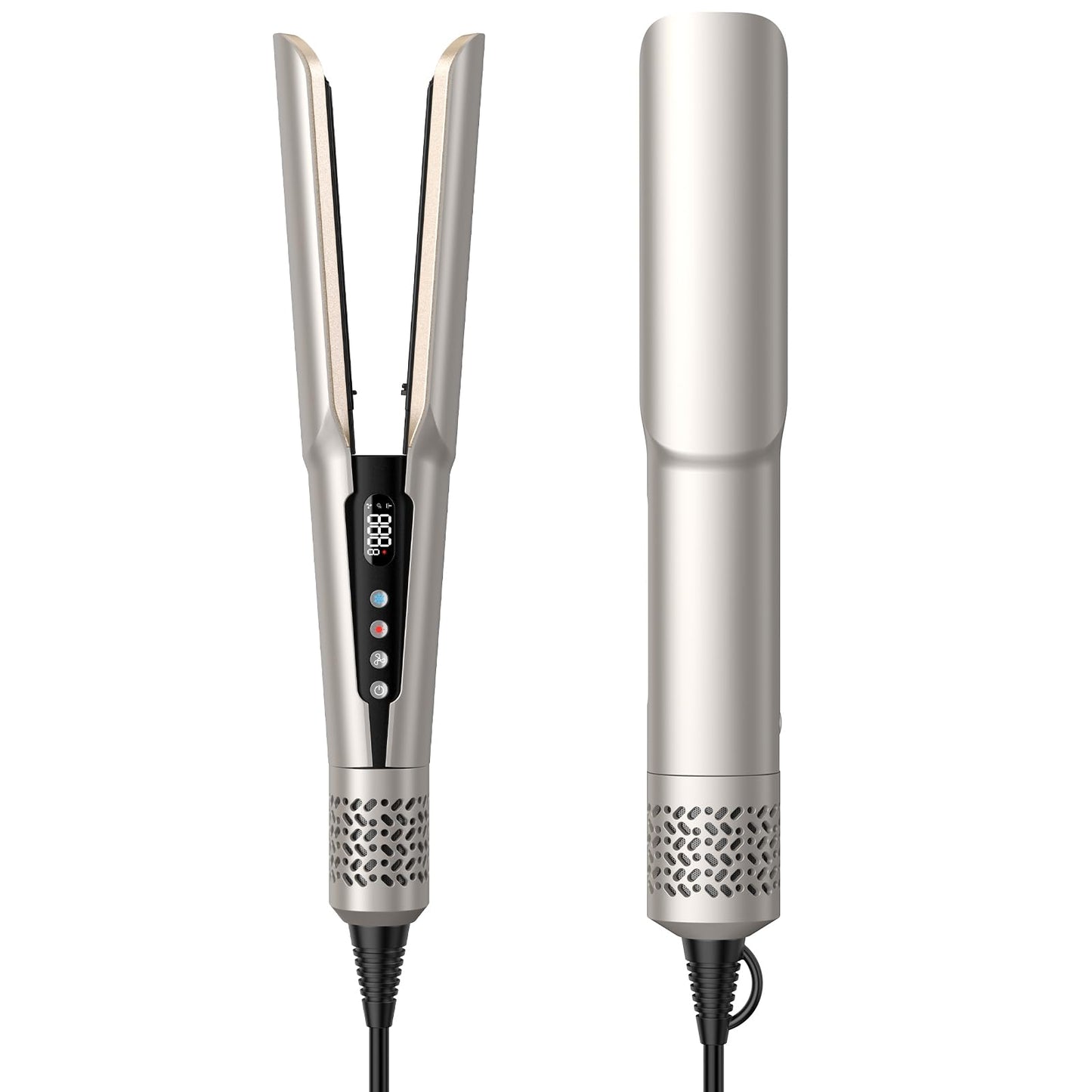 Hair Straightener - 2 in 1 Wet to Dry Hair Dryer and Straightener with High-Speed Airflow + Rapid Heat-Up + Customizable Temperature + LCD Display & Auto Shut-Off + No Heat Damage for All Hair Types