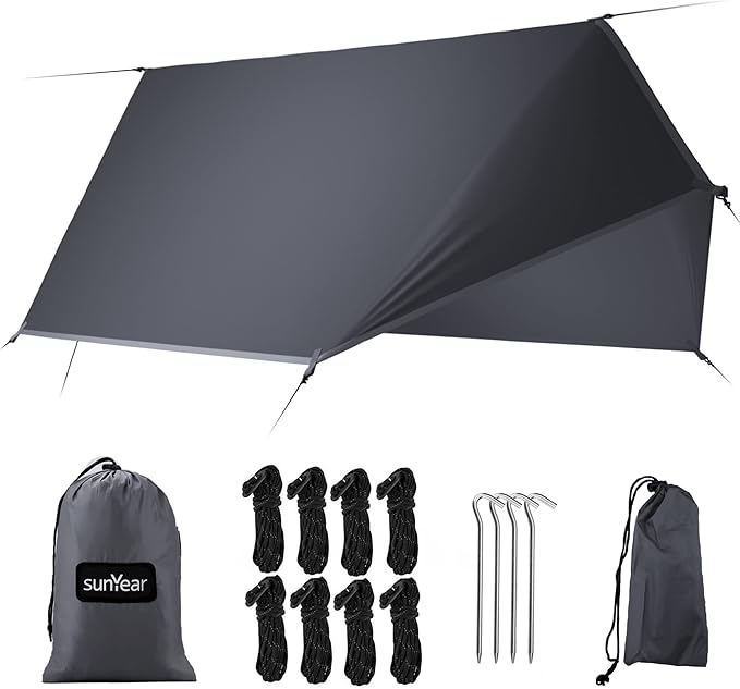 Hammock Tent Rain Fly-Camping Hammock Outdoor Tarp-Small Door Design-Keep Side Wind Rain-Best for Backpacking Hiking Camping Survival