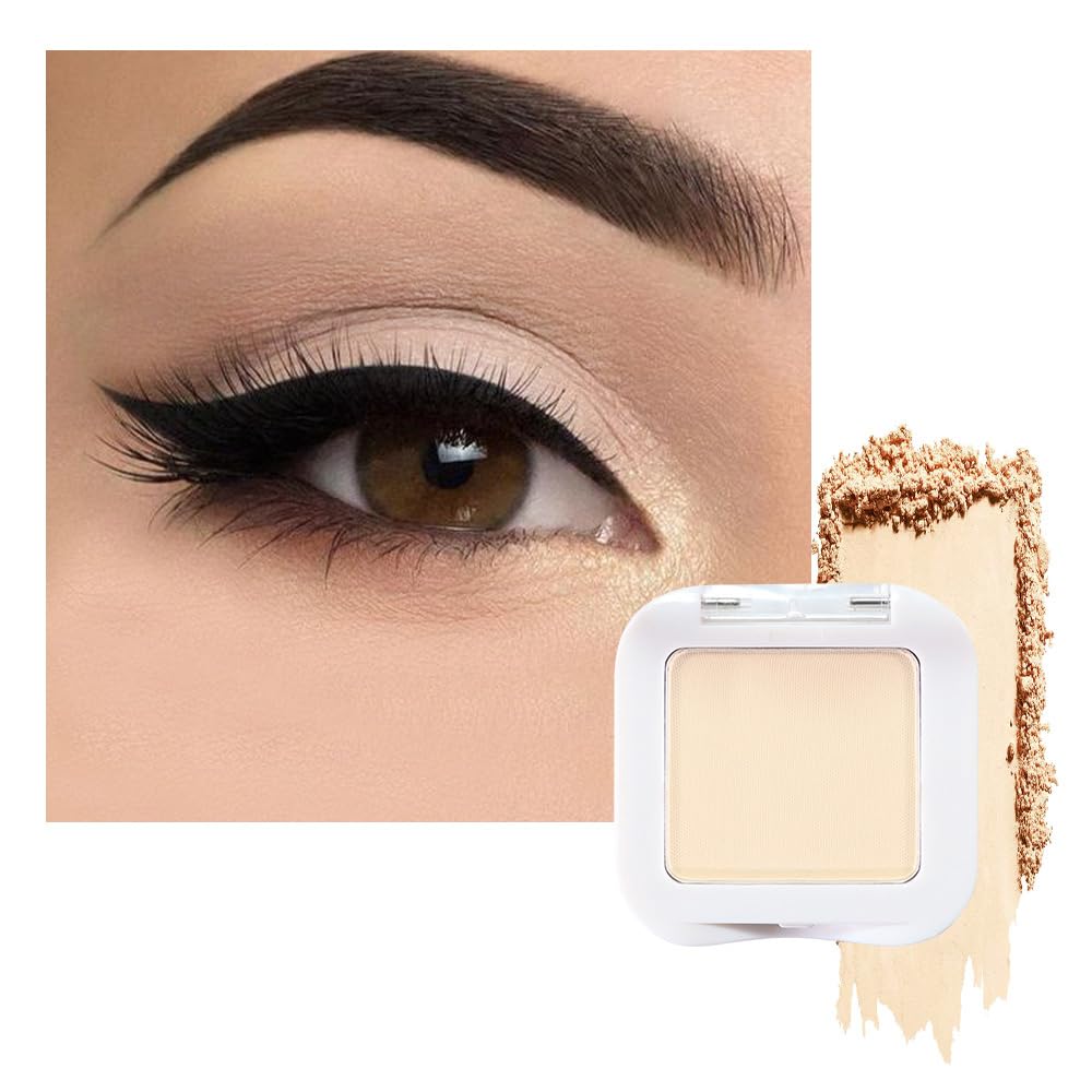 evpct Smoky Beige Matte Single Mini Pressed Eyeshadow Makeup Palette, Nude Monochrome Cream Eye shadows Palette Brightener Makeup for Older Women, Natural Pigmented Waterproof Sombra Para Ojos 17