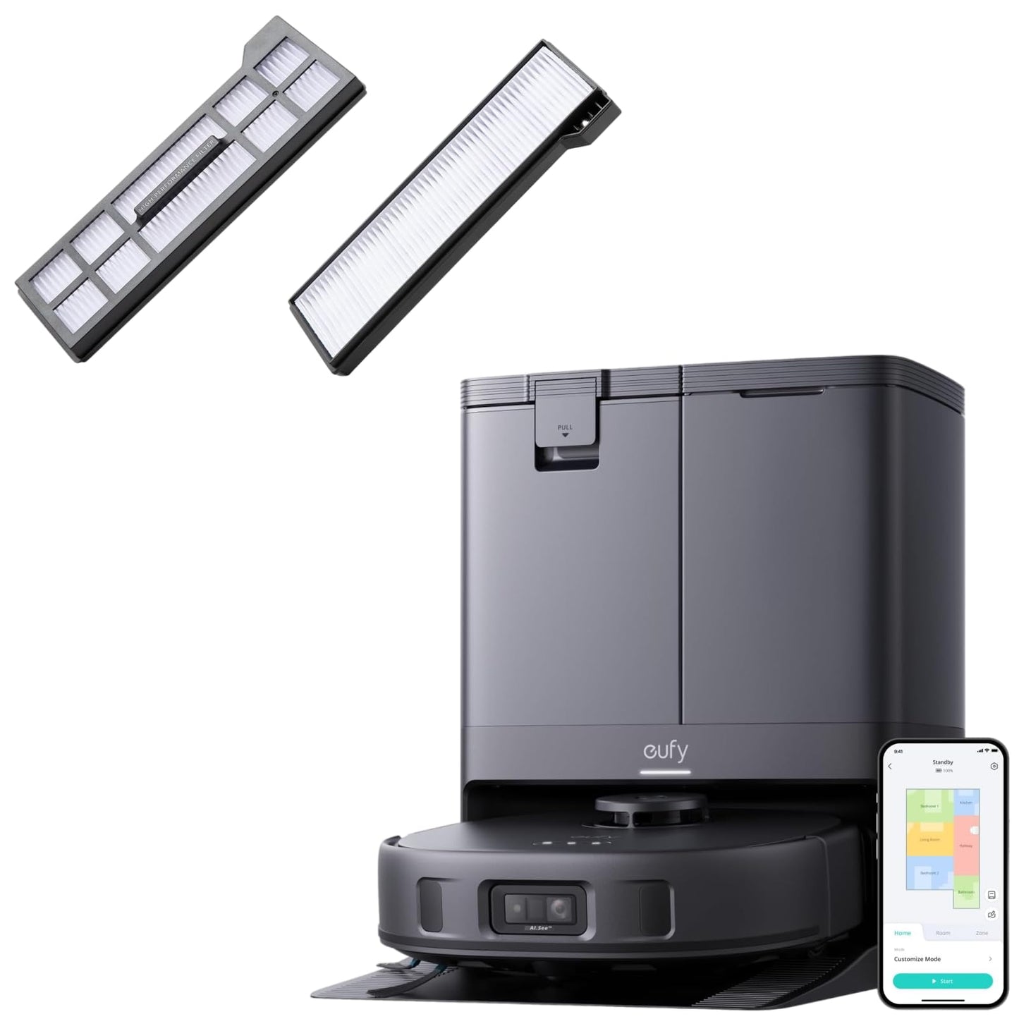 eufy X10 Pro Omni Robot Vacuum + 2 Replacement Washable Filter